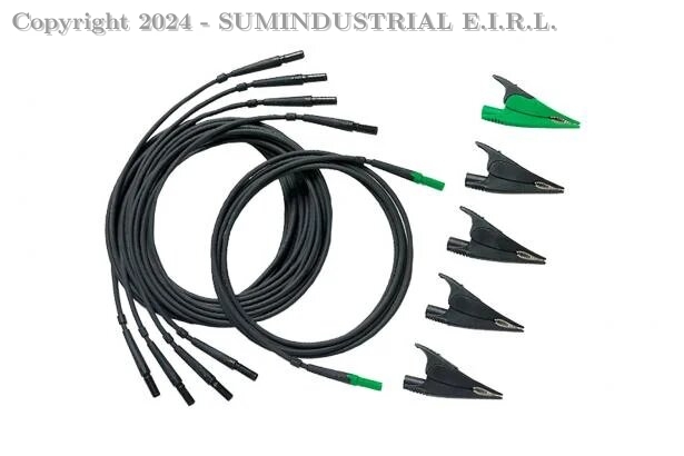 CABLES DE PRUEBA Y PINZAS DE COCODRILO FLUKE TLS430 (4 NEGROS Y 1 VERDE)