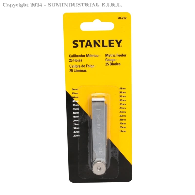 GAUGE DE LAMINAS 25 HOJAS (0.038MM A 1.00MM) STANLEY 78-212 