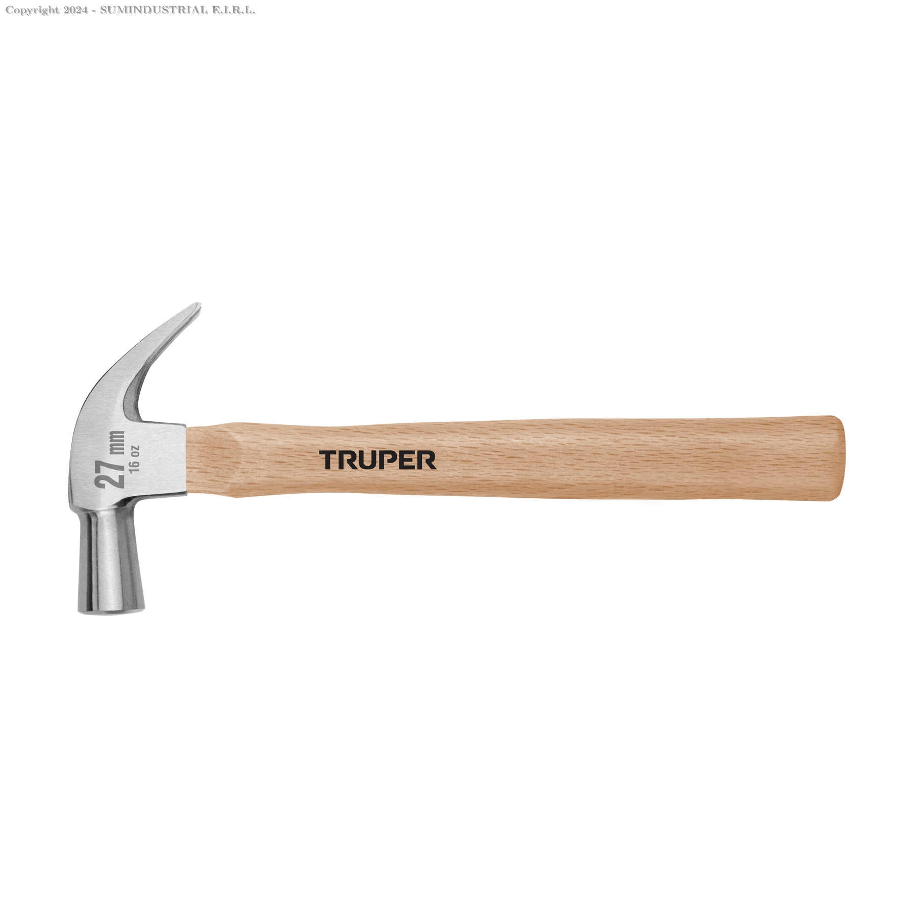 MARTILLO CABEZA CÓNICA 27 MM UÑA CURVA, MANGO MADERA, TRUPER 10560