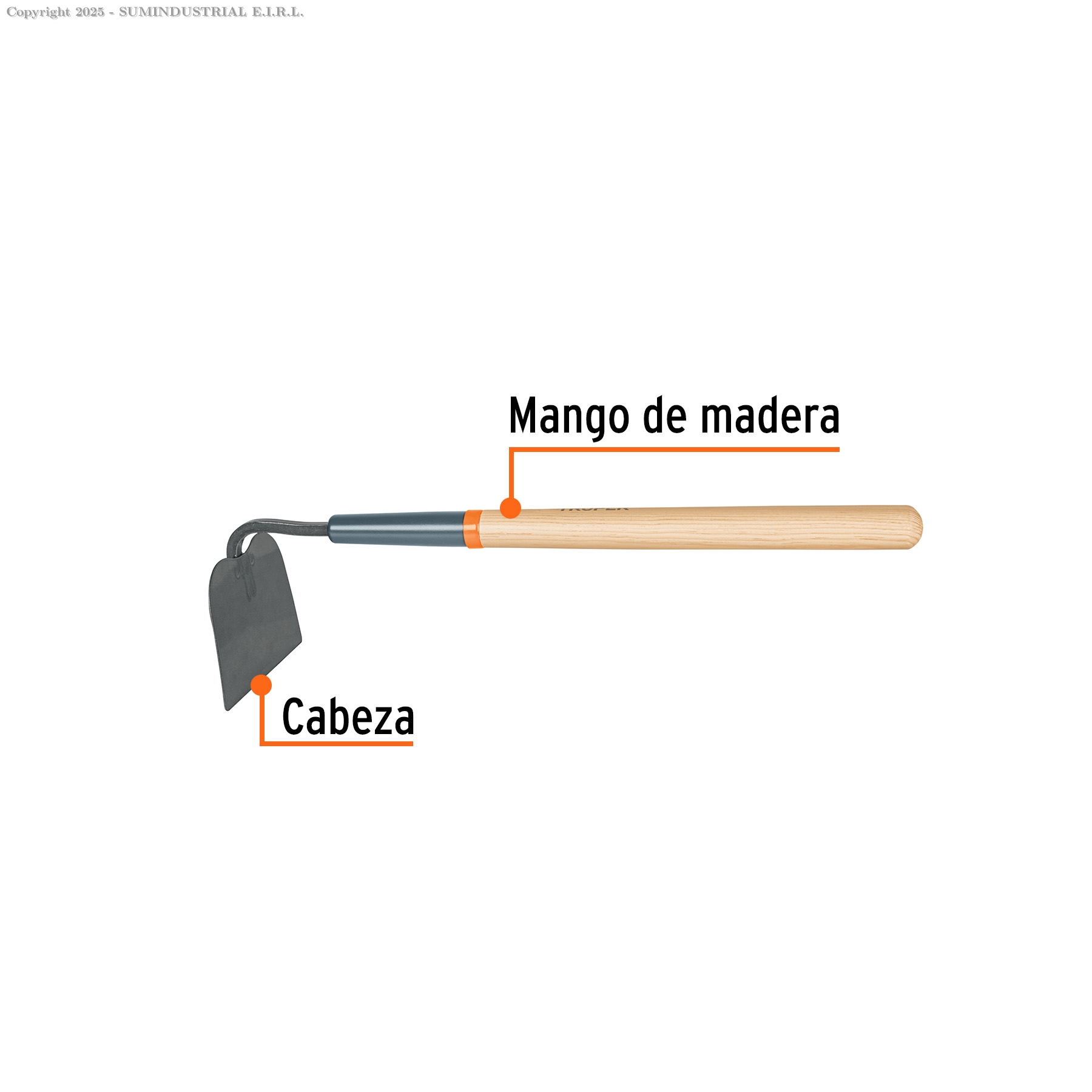 AZADÓN TOMATERO, MANGO CORTO DE MADERA 18