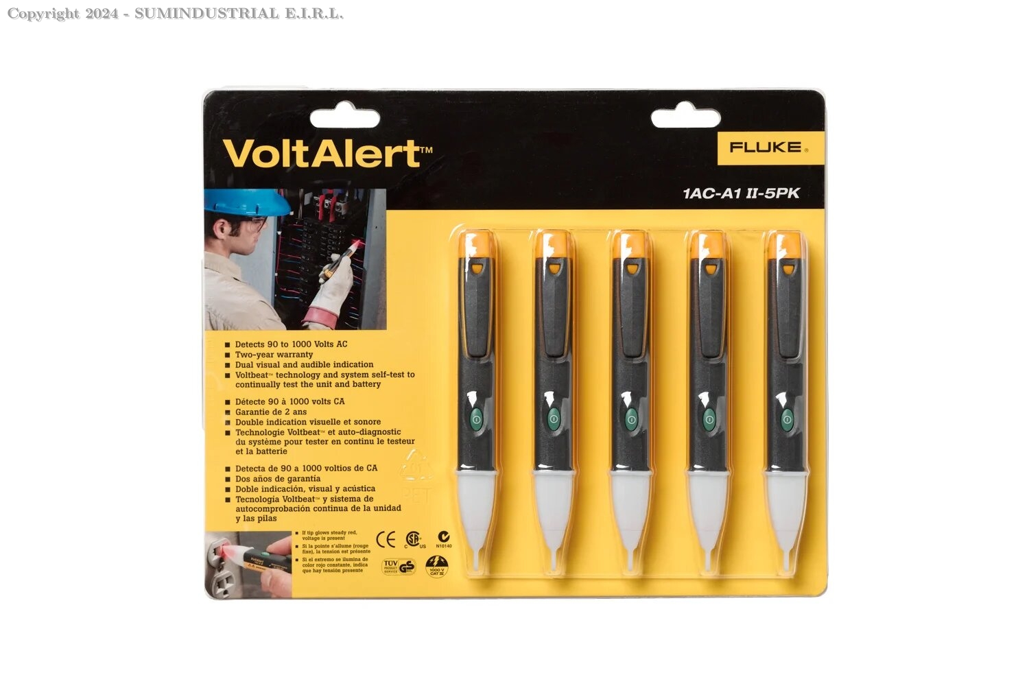 DETECTOR D/TENSIÓN X 5 UNIDADES, INDUCTIVO, 90 A 1000V AC FLUKE-1AC-A1-II-5PK